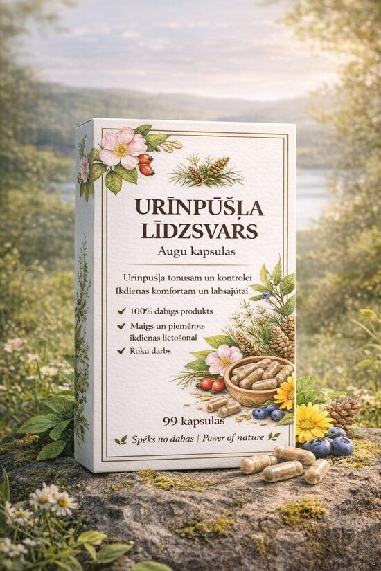 URĪNPŪŠĻA LĪDZSVARAM, KOMFORTA UZTURĒŠANAI UN ATBALSTAM (PIE URĪNA NESATURĒŠANAS) 99 KAPSULAS